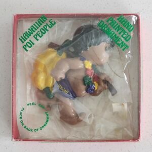 VTG Hawaiian Poi People Ornament 1980s Boy Bananas Lei Hawaii Hanging with‎ Box